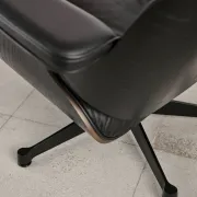 Lounge Chair and ottoman in black leather by Charles & Ray Eames, Vitra