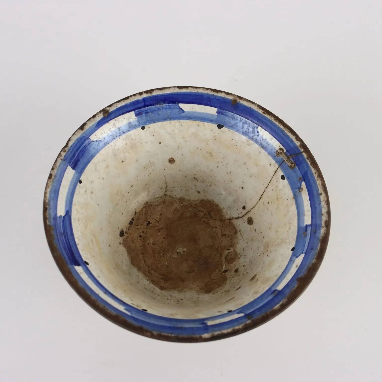 Coupe ancienne début XIXe siècle en terre cuite décorée