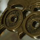 Vintage brass owl table mirror