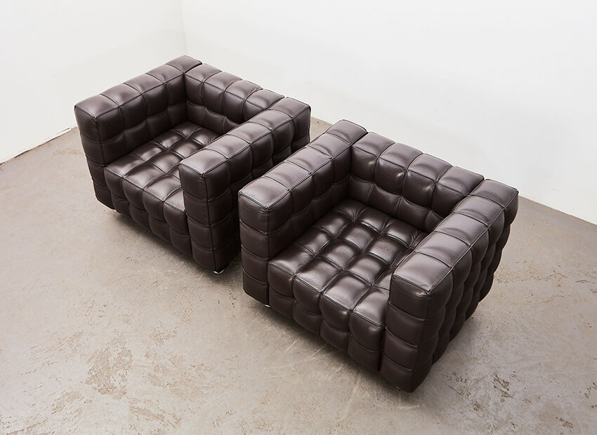 Josef Hoffman pair of Kubus lounge chairs for Wittmann Austria 1910/2011