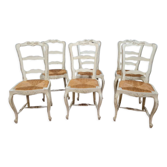 Série de 6 chaises Louis XV provençal en bois laqué vers 1900