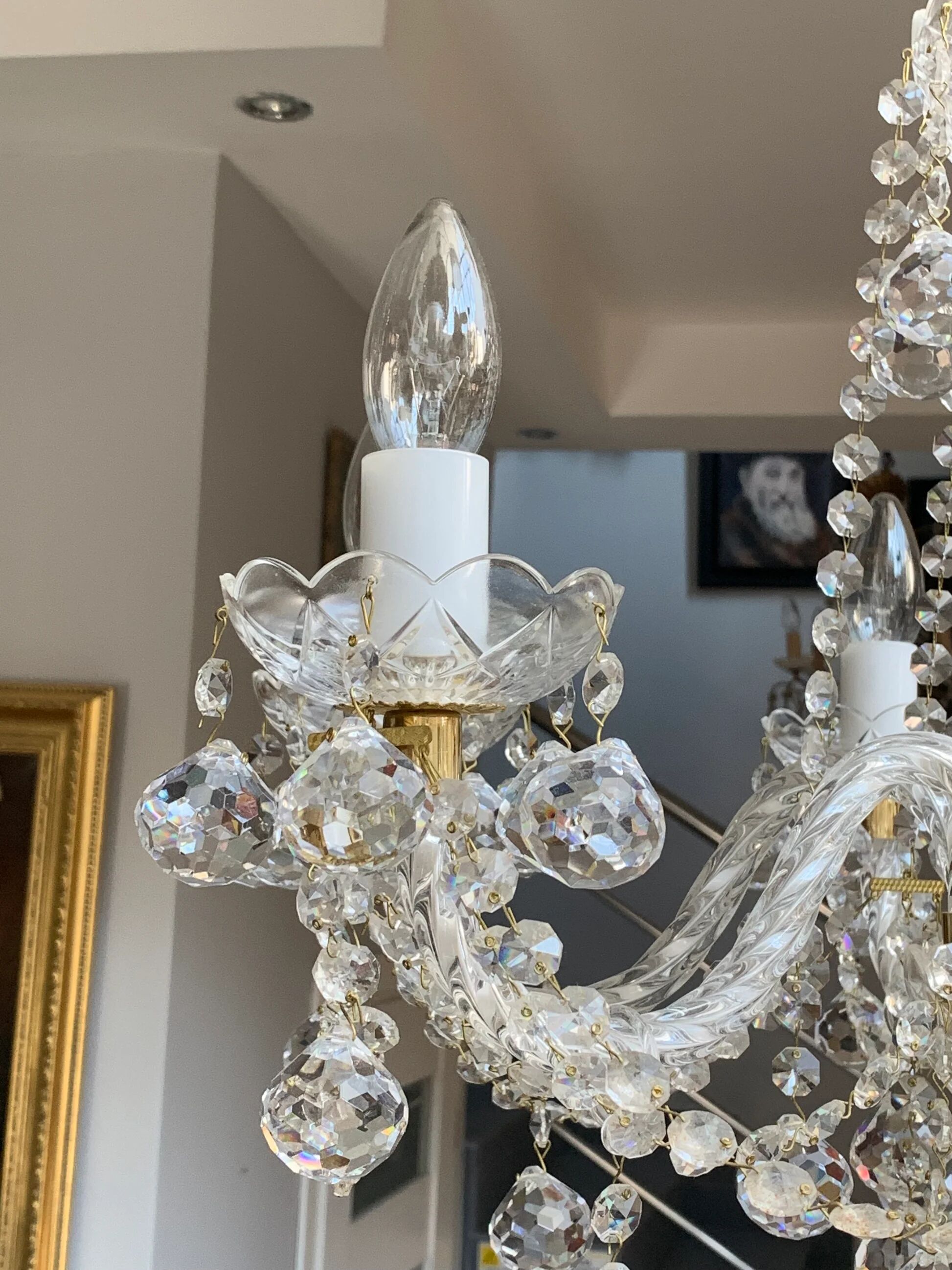 Czech cut crystal chandelier, 6 arms