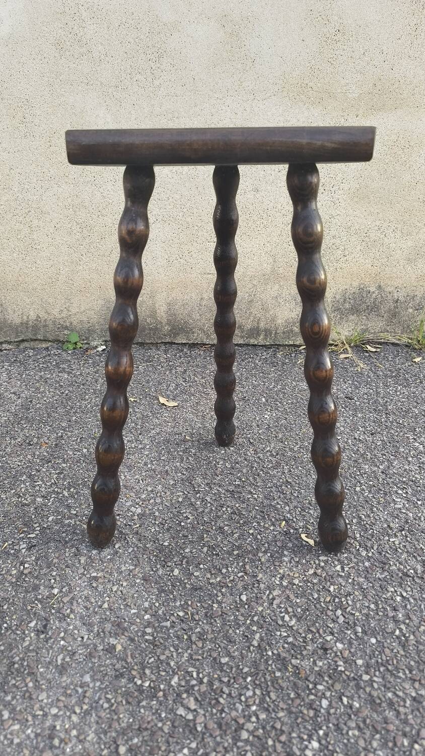 Turned wooden tripod stool 1960