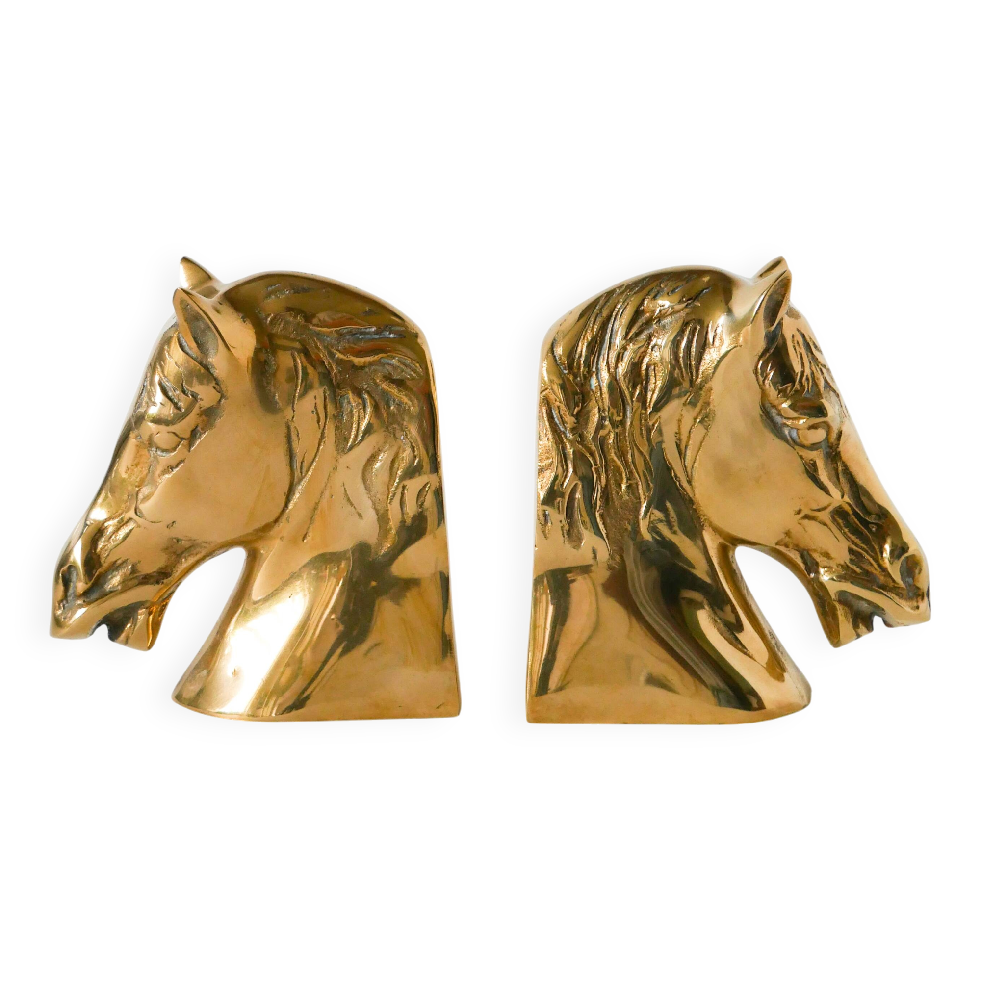 paire de serre-livres en laiton doré, modèle Cheval, 1950