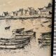 Old charcoal lithograph h. jonas st carlo august 76 + black wood frame