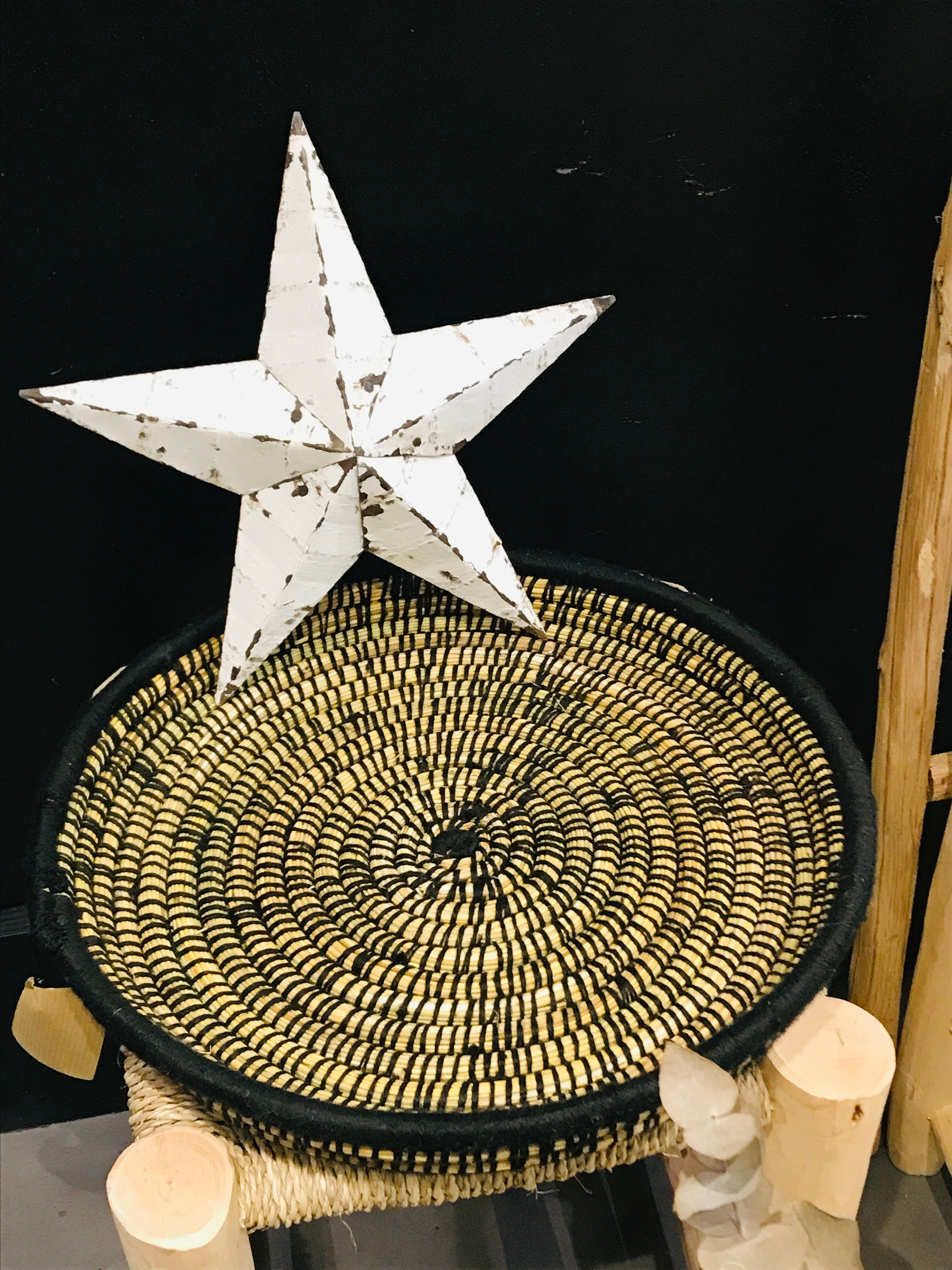 Berber ethnic basket casa black wool