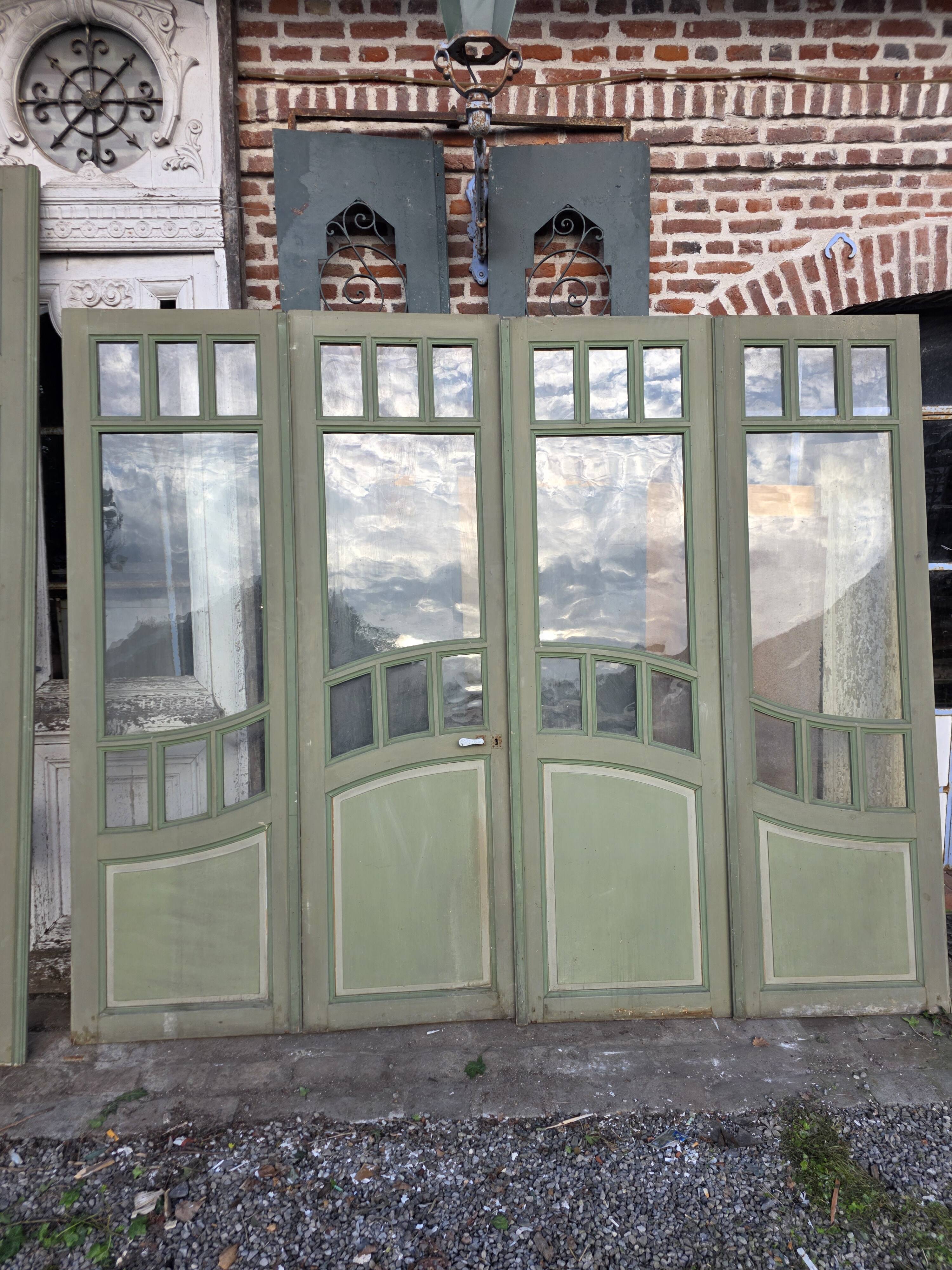 4 Art Nouveau partition doors + transom
