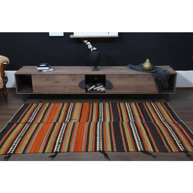 Vintage Turkish Oushak Handmade Wool Cotton Orange Area Rug 147x229