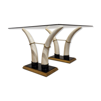 Square Italian Faux Tusk Dining Table, 1970s