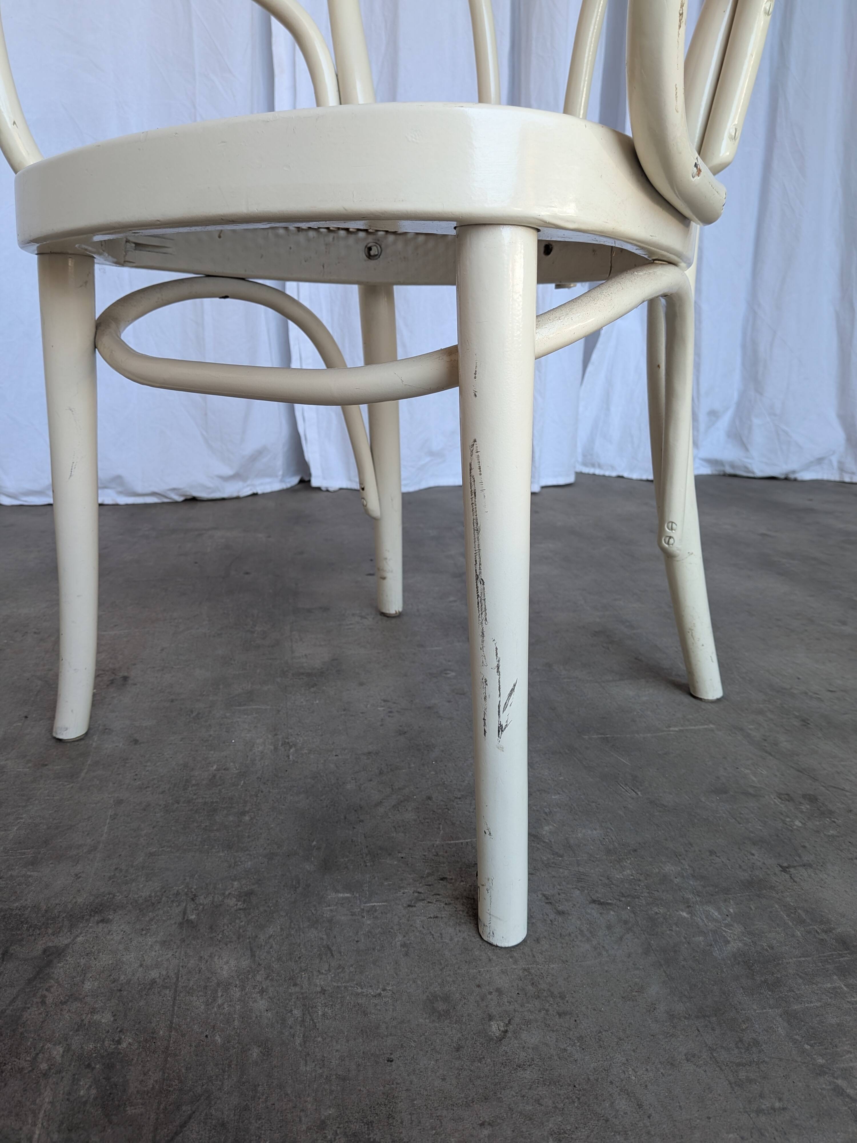 Vintage Thonet Style Dining Chair: White Beech Bentwood Cane Seat