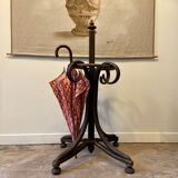 Umbrella holder in arched and dark wood