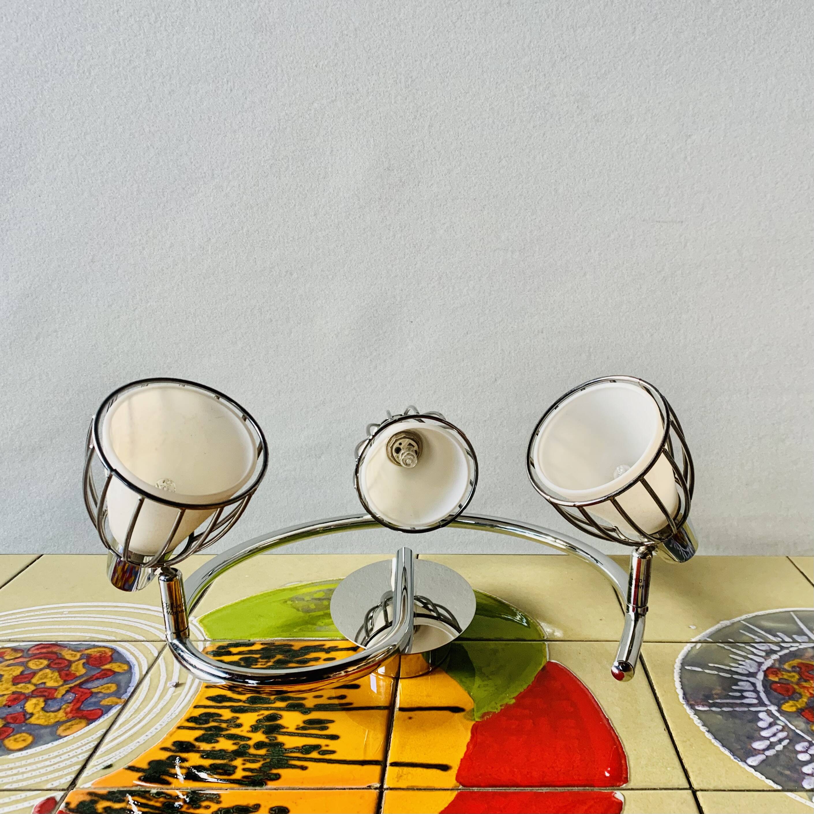 Vintage ceiling light with three adjustable spots in chrome metal