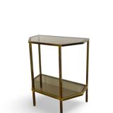 Table d'appoint italienne demi-hexagonale en laiton des années 1970.