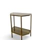 Table d'appoint italienne demi-hexagonale en laiton des années 1970.
