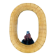 Oval rattan mirror 60s vintage 75 x 55 cm