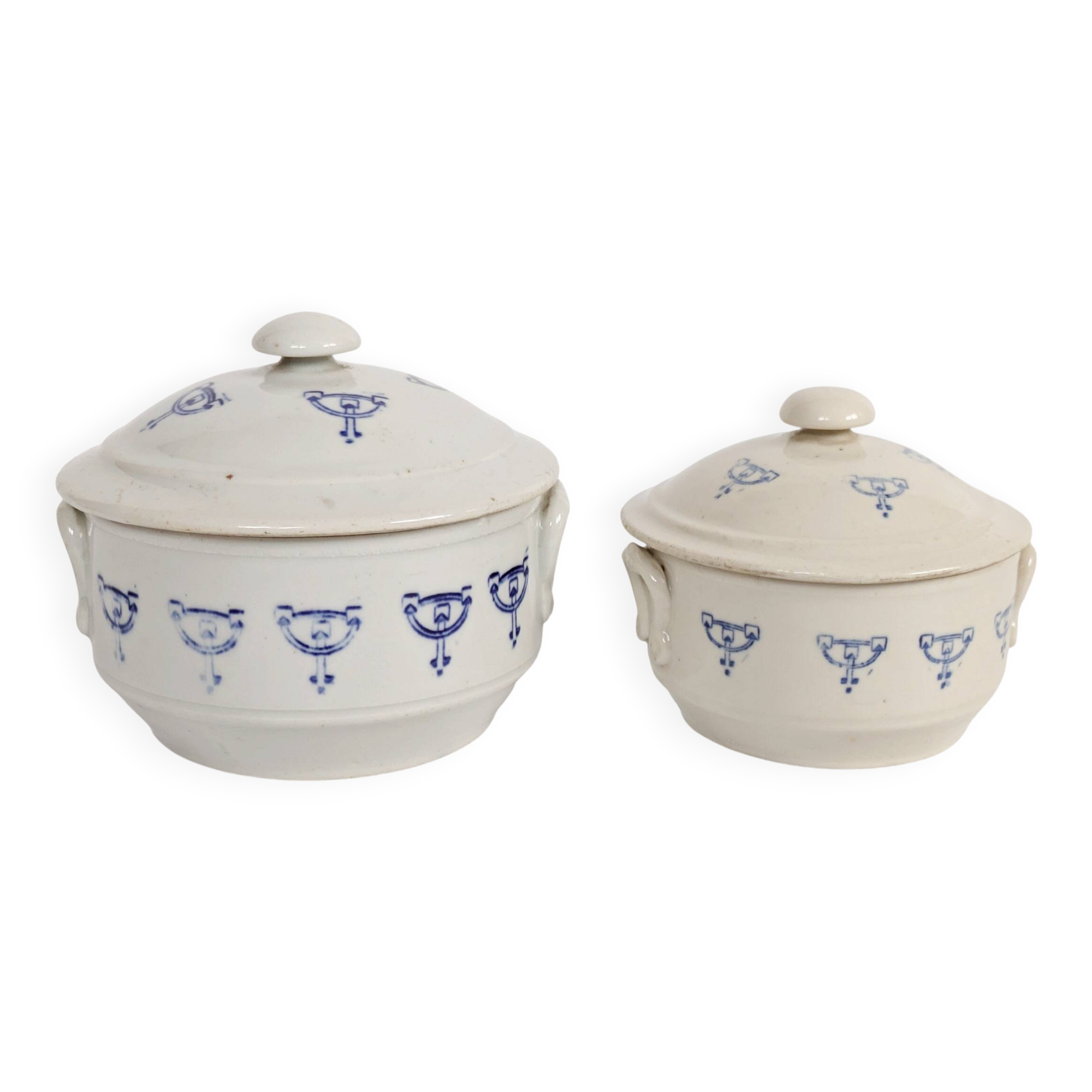 Set of 2 vintage ceramic terrines from Saint-Uze, Art Deco.