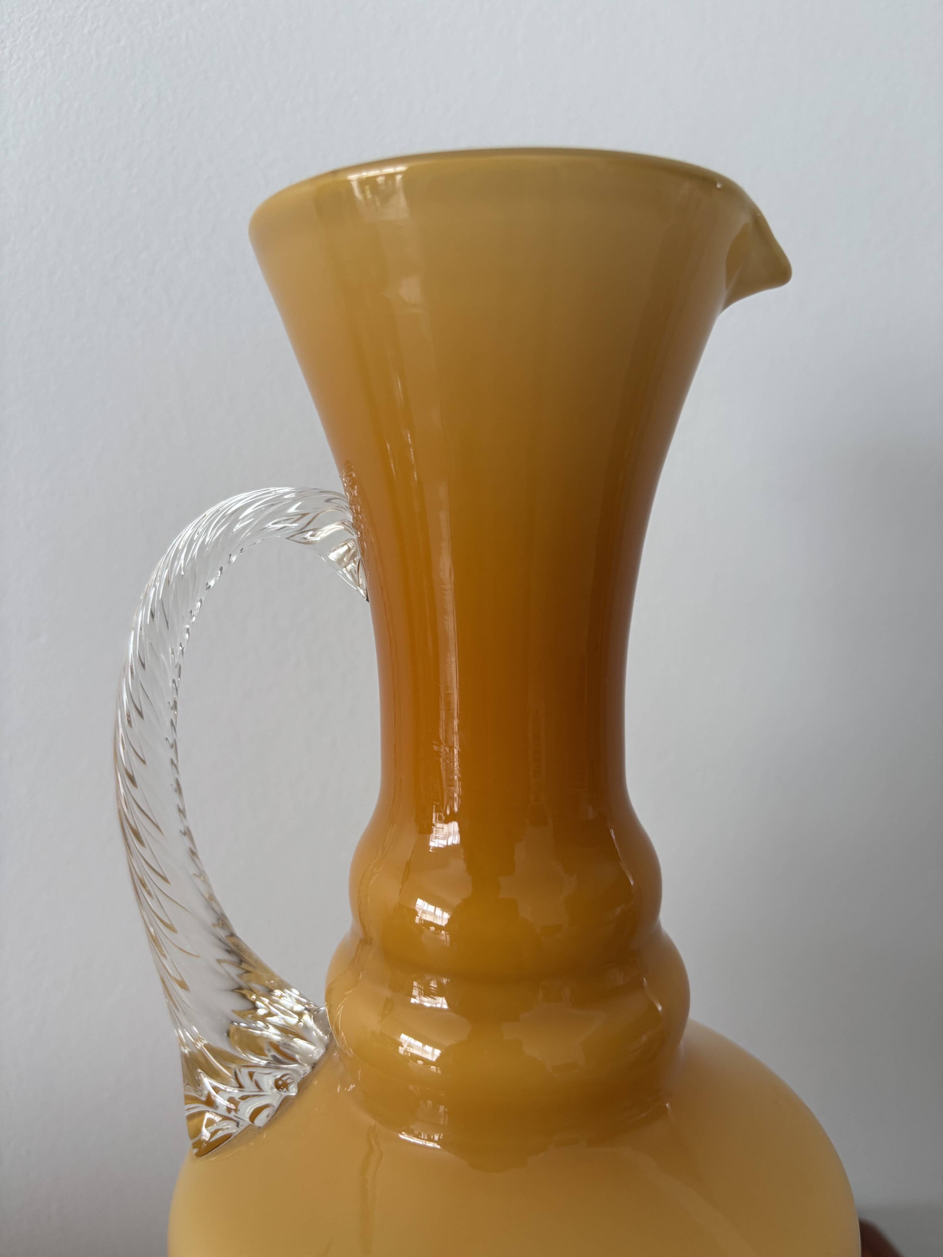 Vintage amber opaline vase retro mid-century glassware