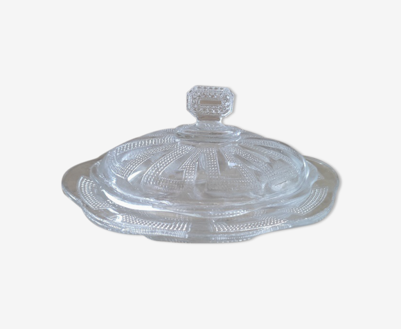 Beurrier en verre moulé décor perles