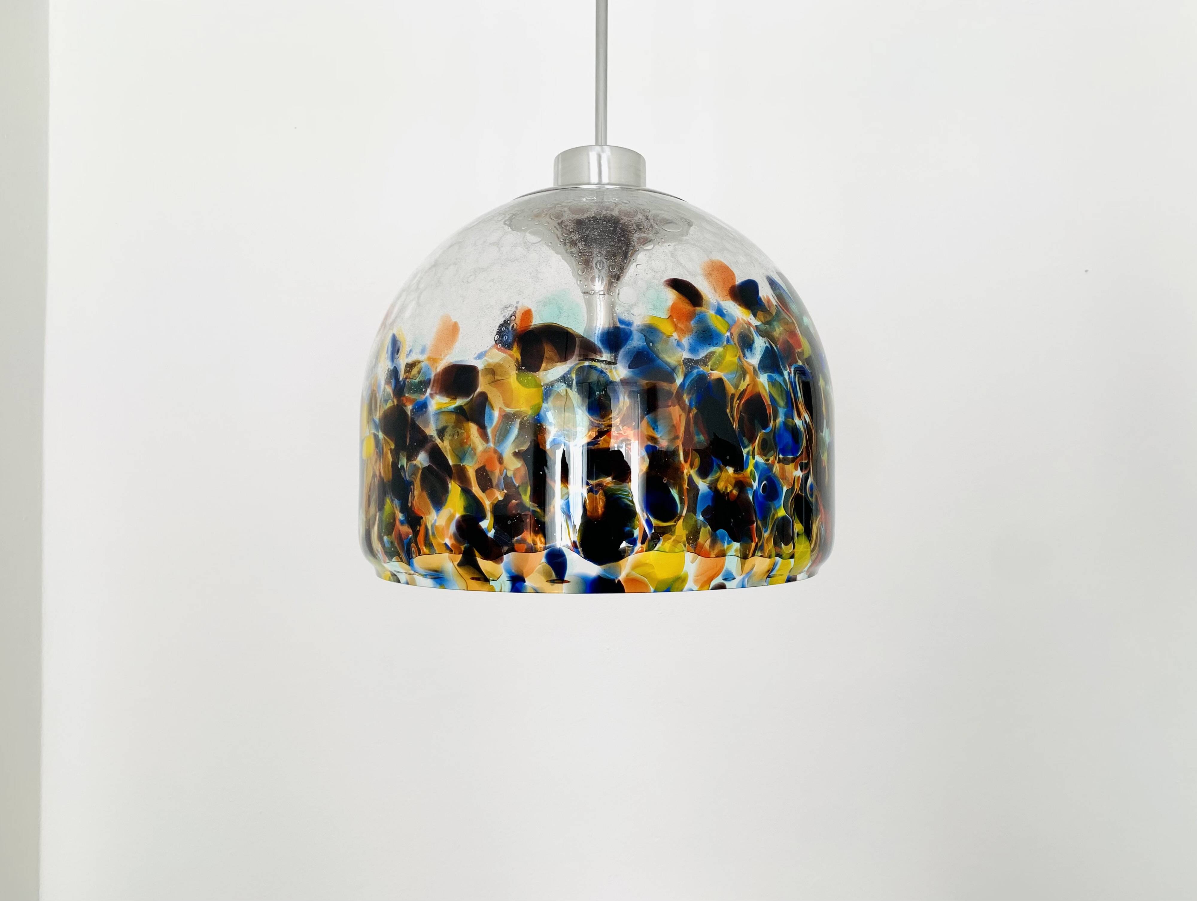 Large Colorful Murano Glass Pendant Lamp