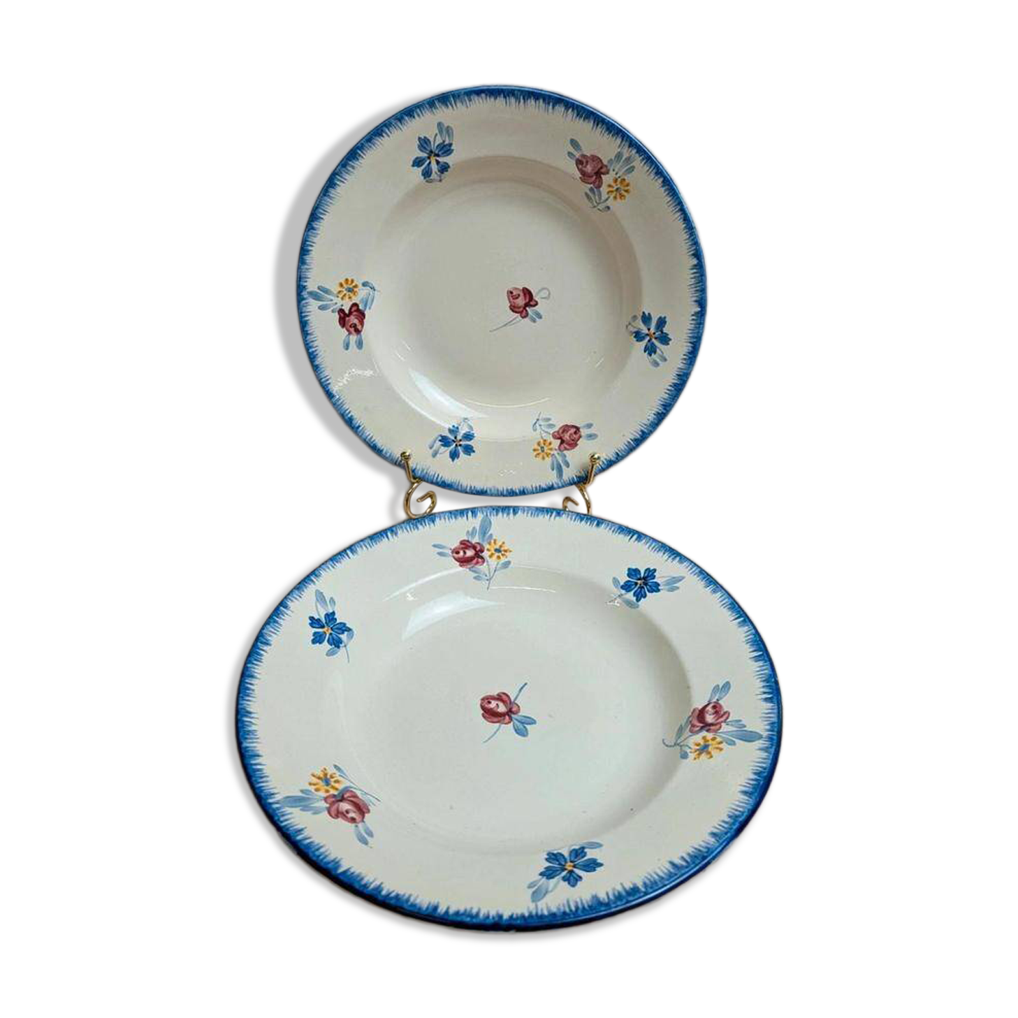 Set of 2 vintage deep plates Digoin Sarreguemines Marie-lou Terre de Fer