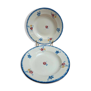 Set of 2 vintage deep plates Digoin Sarreguemines Marie-lou Terre de Fer