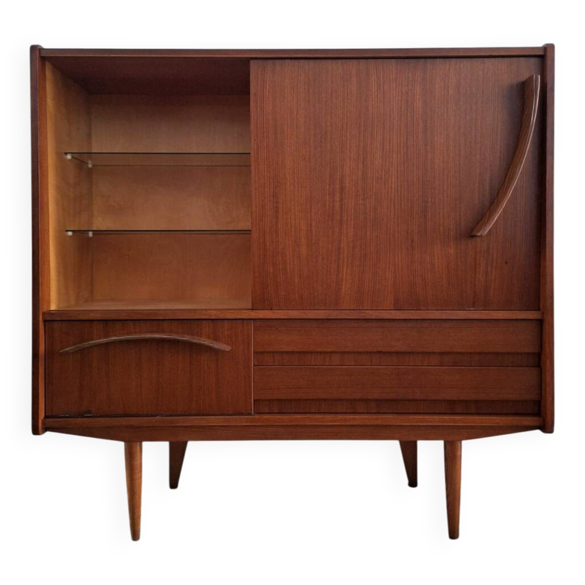 Vintage Scandinavian teak sideboard, buffet furniture.