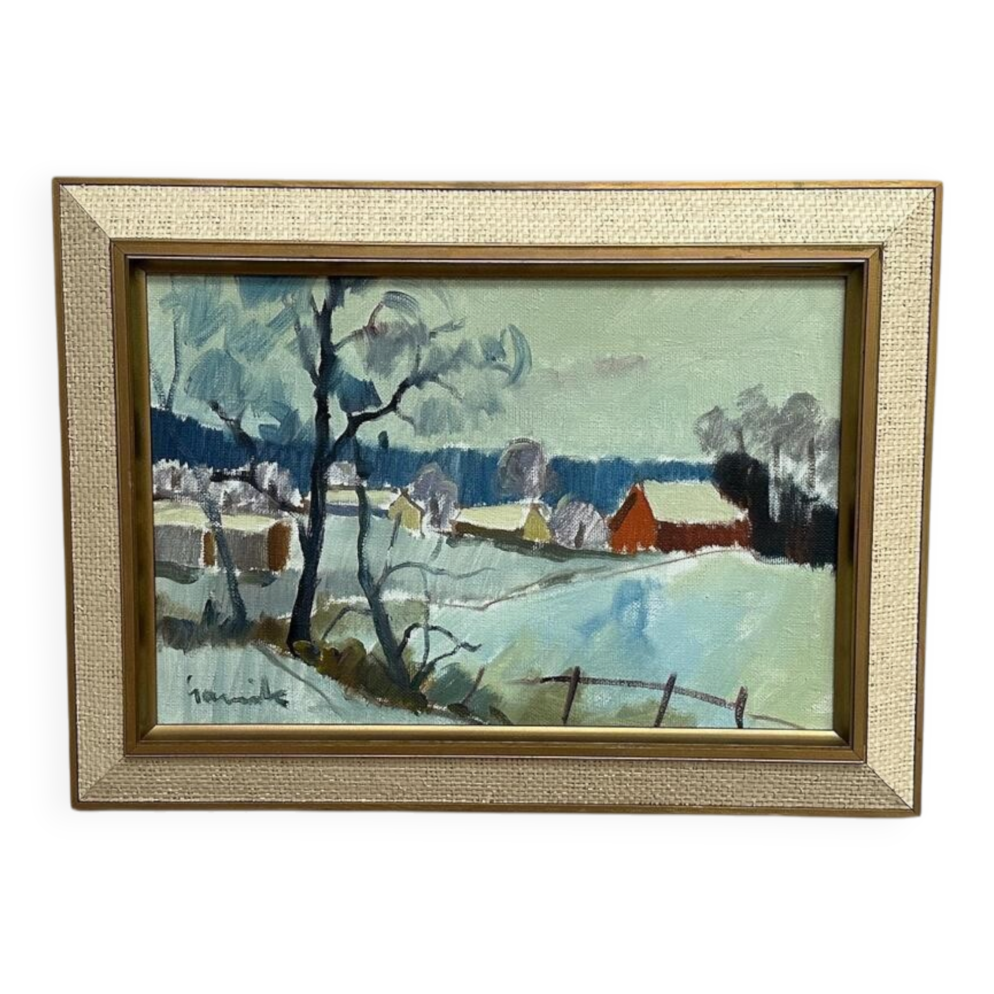 Original Swedish Oil On Canvas – “Dalslandsvinter” By Tage Gavik – Signed – Vintage & Framed – 50 × 37 Cm (19.7" × 14.6")