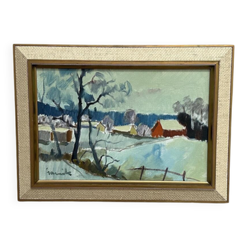 Original Swedish Oil On Canvas – “Dalslandsvinter” By Tage Gavik – Signed – Vintage & Framed – 50 × 37 Cm (19.7" × 14.6")