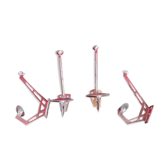 Details on lot of 4 hooks industrial coat rack aluminum art deco workshop