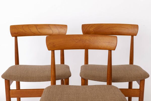 Ensemble de 3 chaises de salle à manger en teck vintage par Farsø Stolefabrik, années 1960, danoise.
