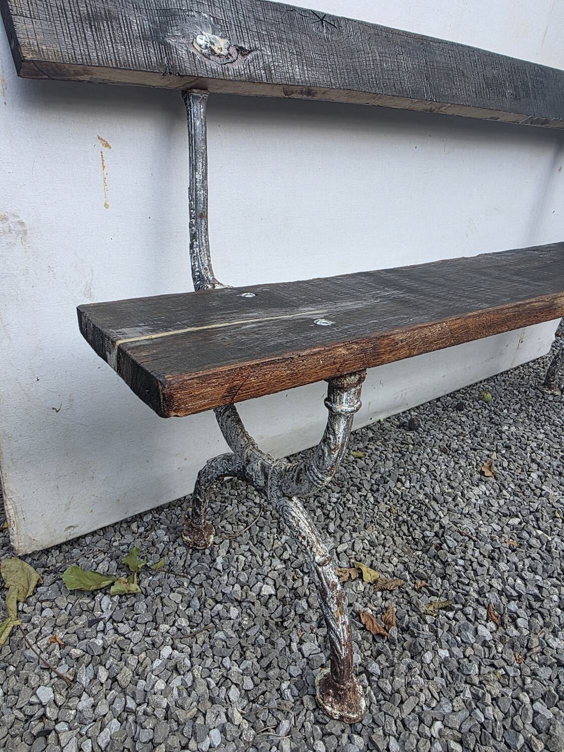 Cast iron and oak garden bench