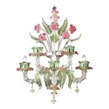 Venetian Floral “Cà Rezzonico” Murano Glass Wall Sconce With Silver Leaf