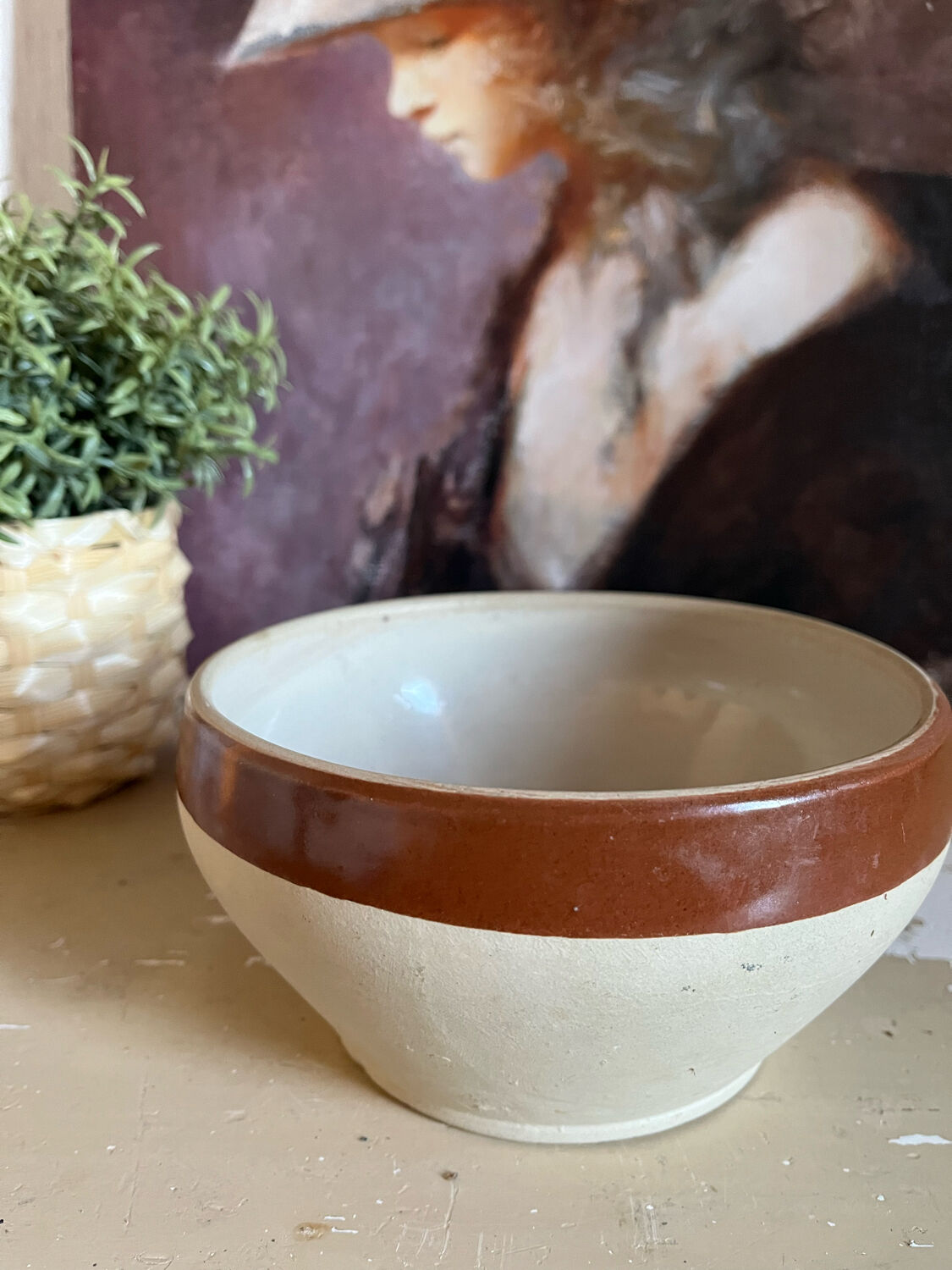 Vintage digoin stoneware salad bowl dish