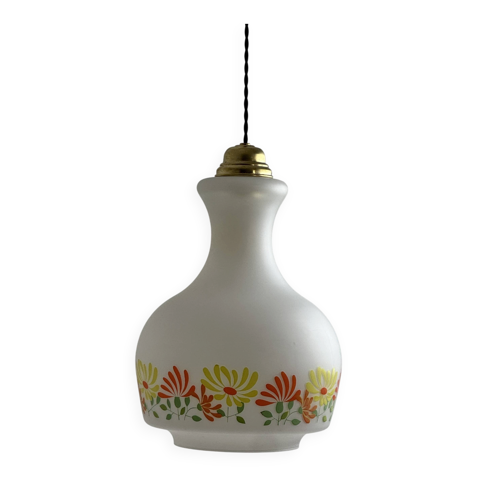 ANCIENNE GRANDE SUSPENSION OPALINE 1970 VINTAGE