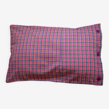 Upcycled checkered cushion cover