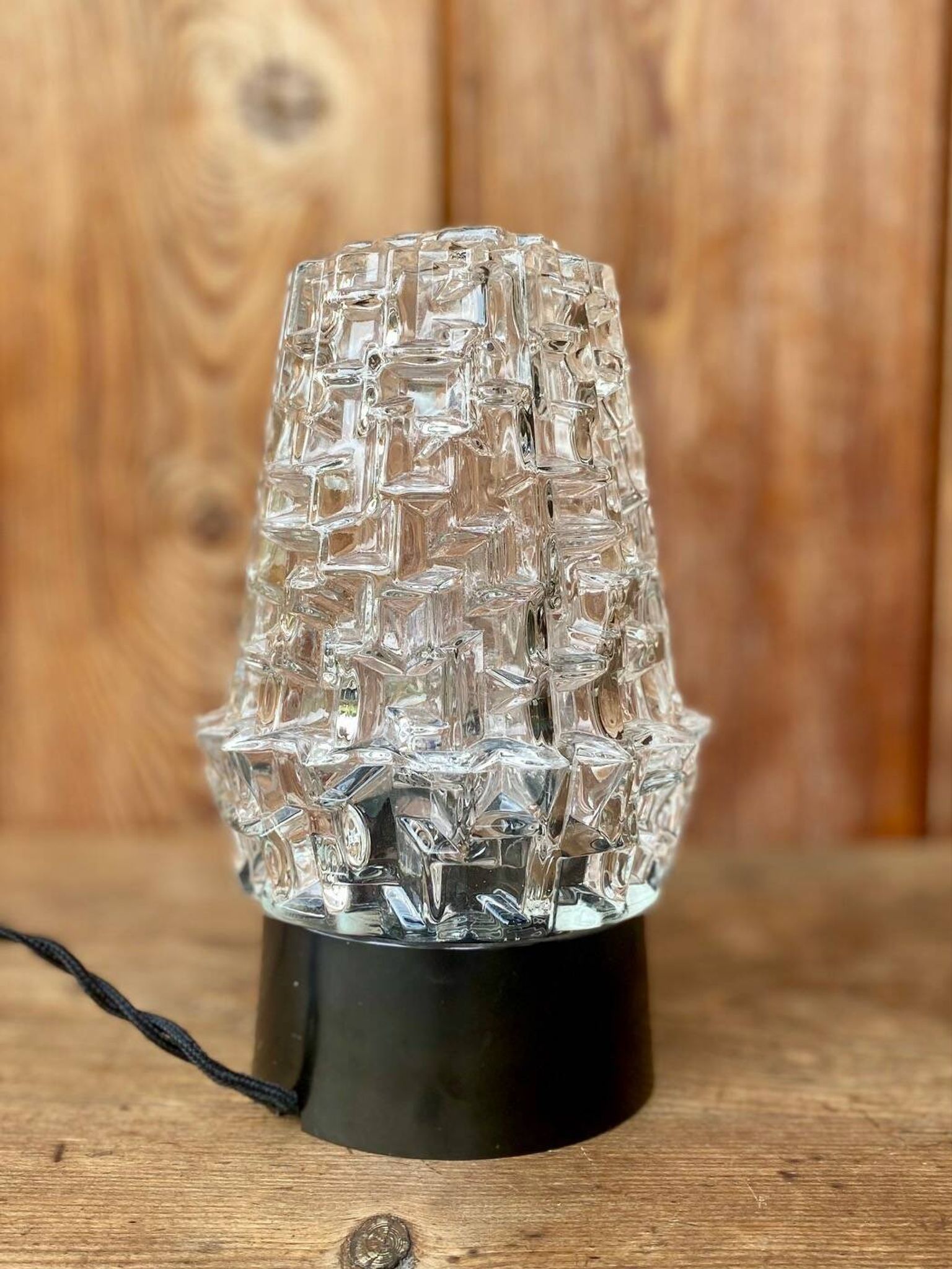 Lampe de chevte en verre à poser vintage