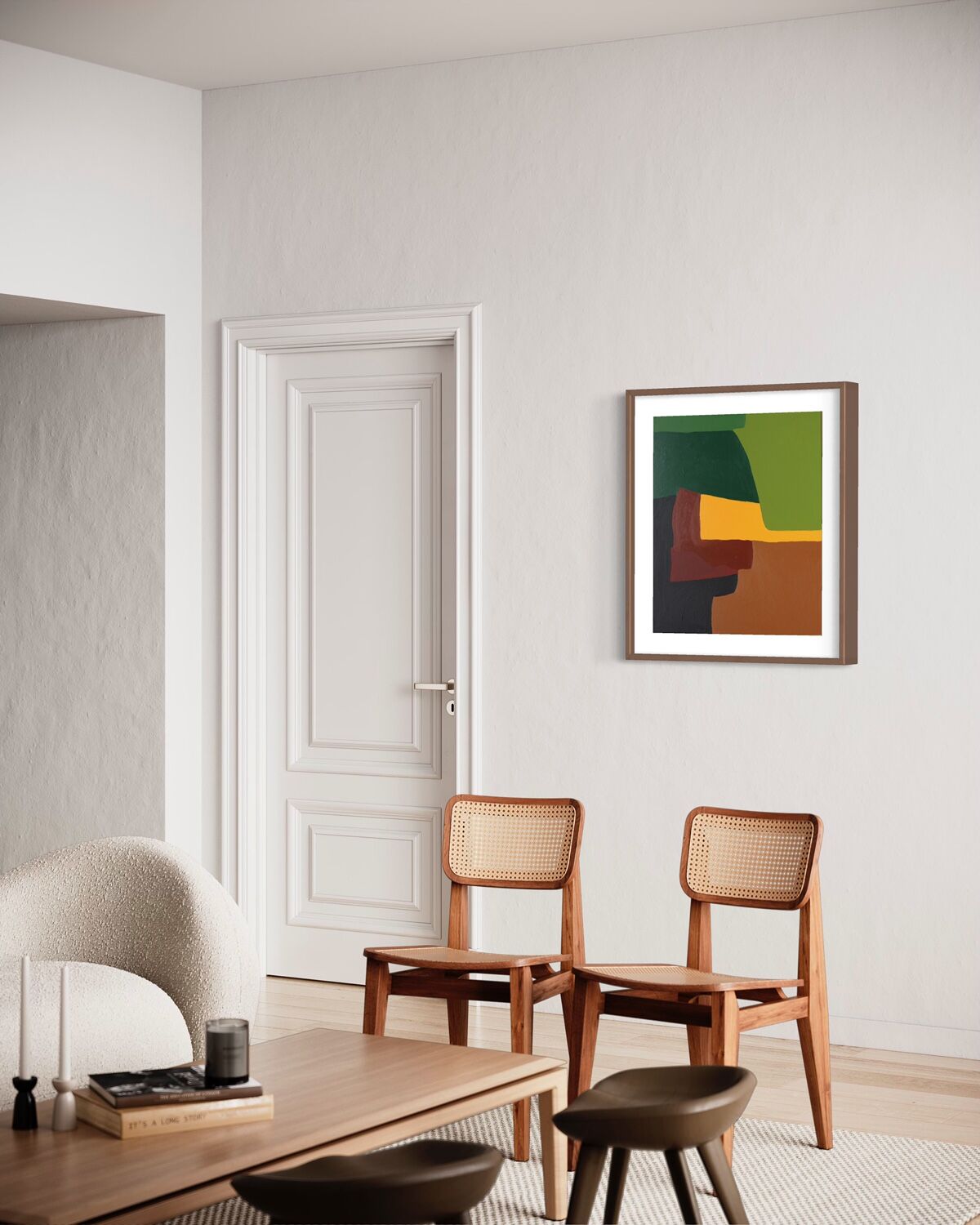 Palette of green, acrylic on canvas