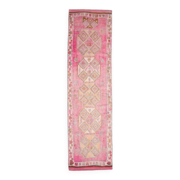 3x11 Pink Shades Hallway Runner Rug, Vintage Handmade Orientel Runner
