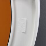 1970s Italian round mirror by Carrara and Matta America Brevettato, white plastic