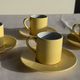 Set of 4 vintage yellow Italian espresso cups and saucers.