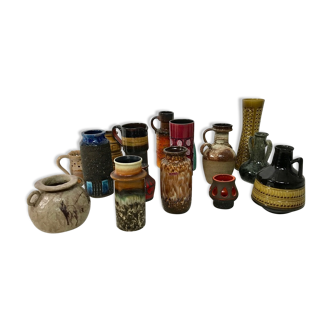 Ensemble de 15 vases en céramique 1960