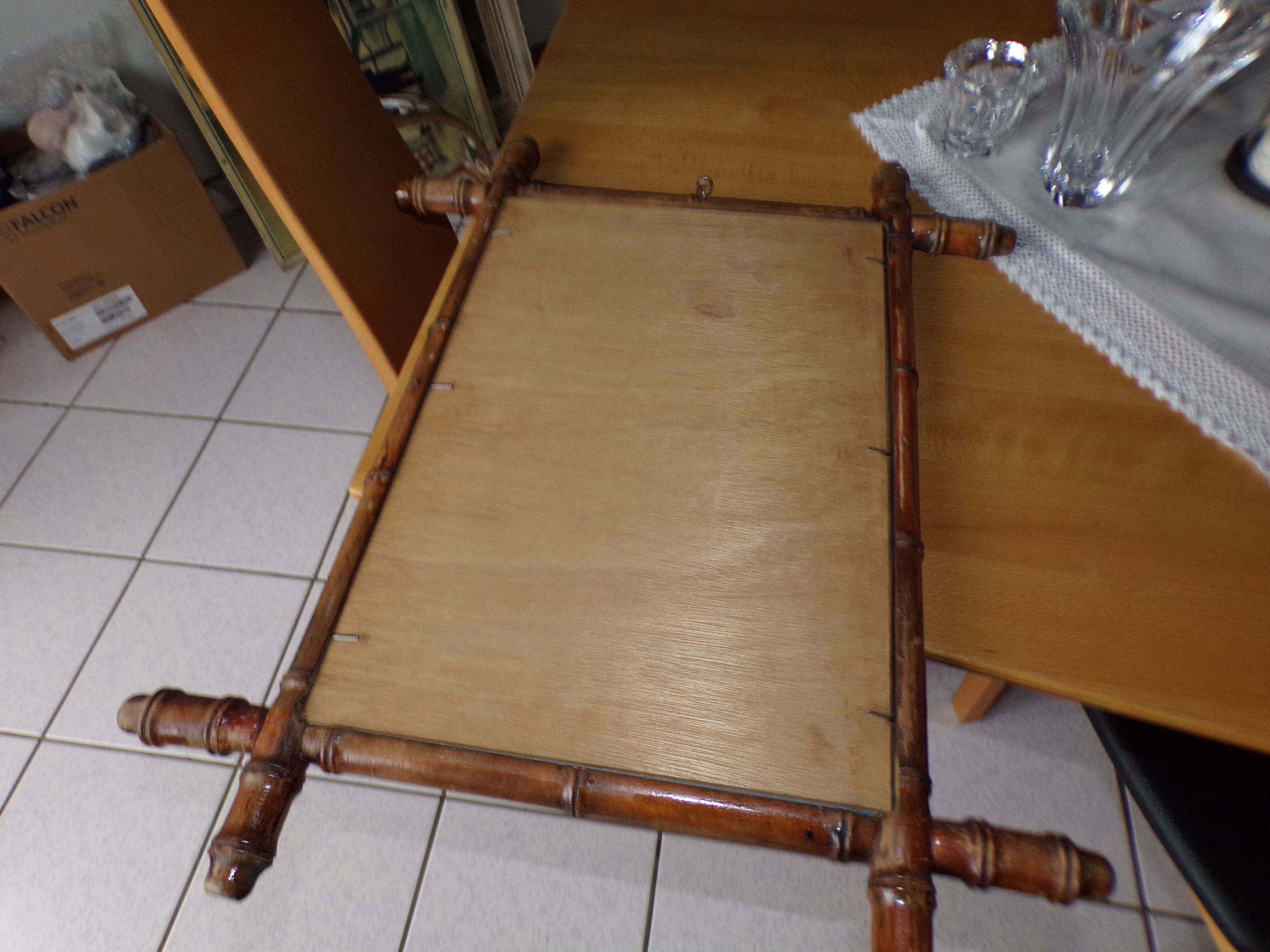 Old turned wooden mirror