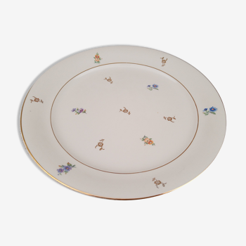 Plat rond Villeroy et Boch modèle Alain, en porcelaine beige décor petites fleurs des champs