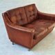 Mid century patchwork tufted patinated leather sofa, 1960s