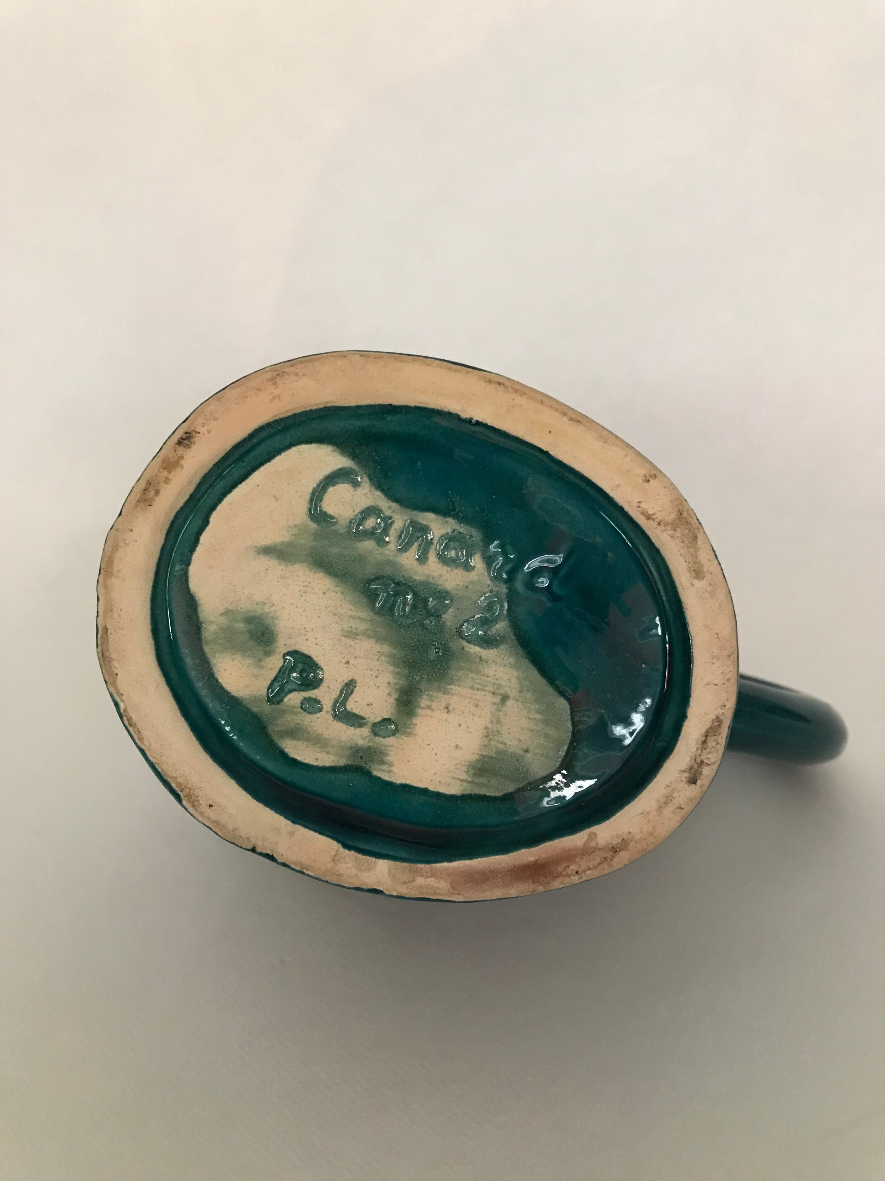 Blue duck pitcher in earthenware, Poet Laval circa 1960