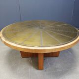 Scandinavian etched brass coffee table, 1960s