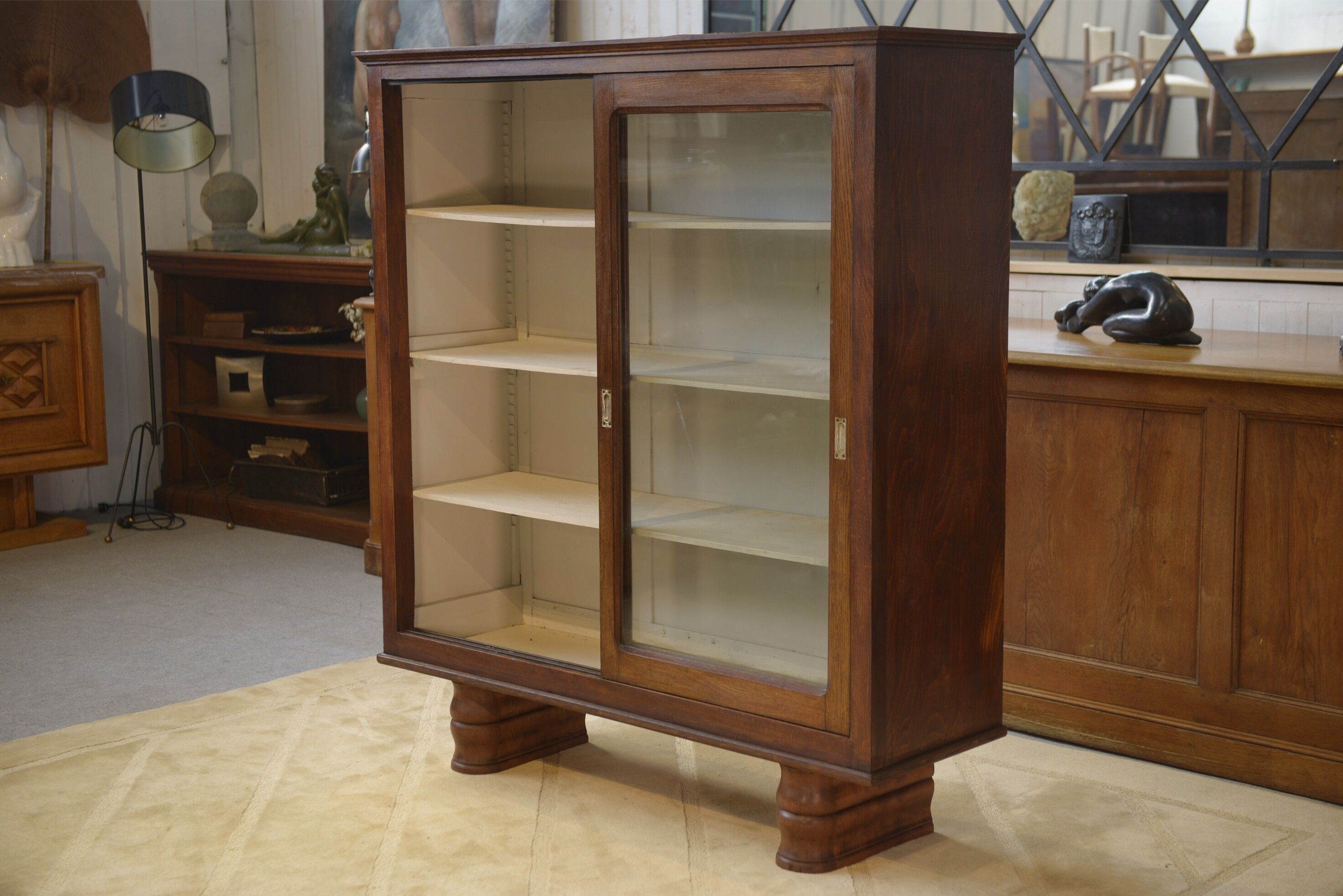 1940s oak display cabinet