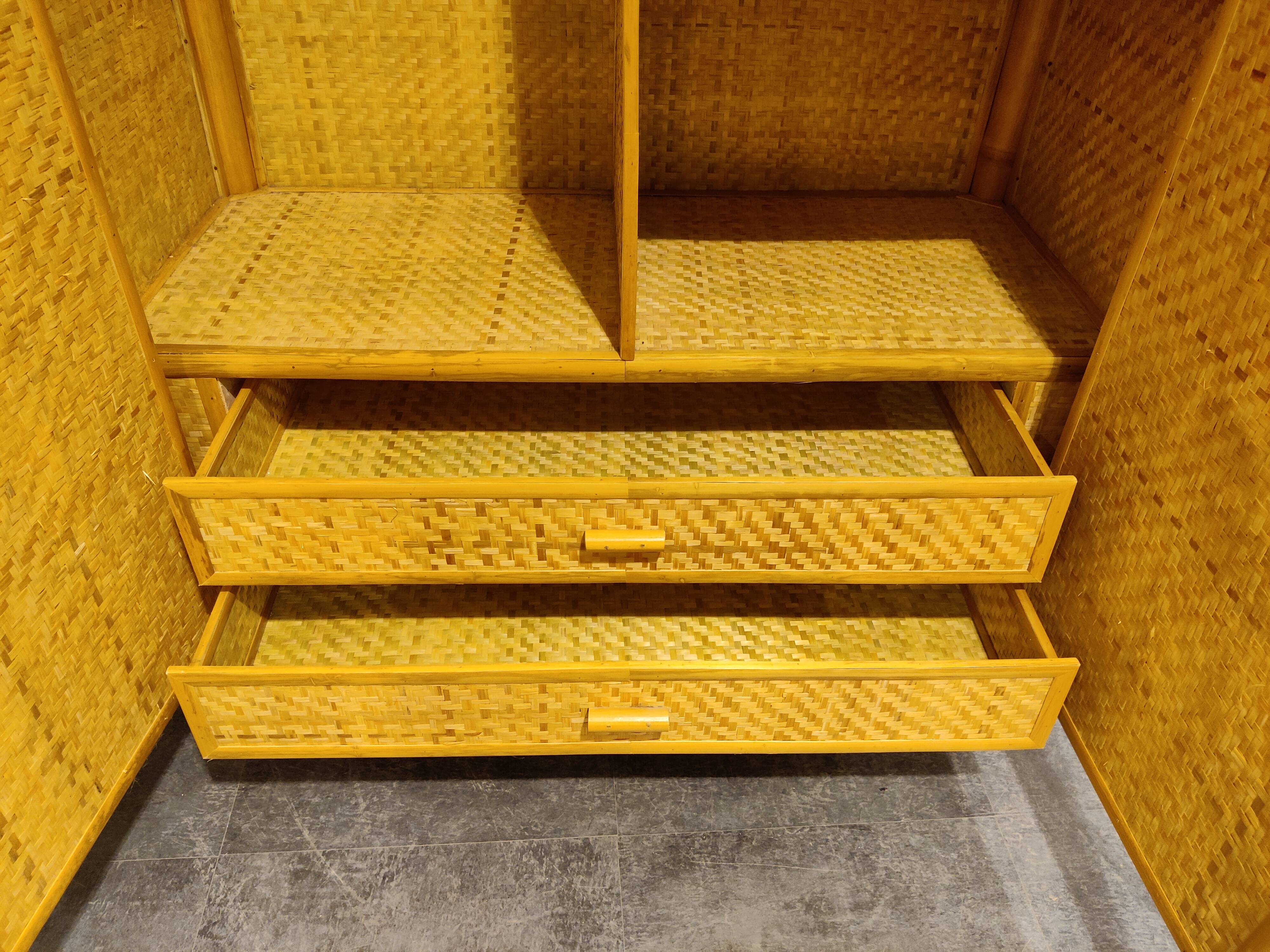 Rattan and bamboo wardrobe, 1960s