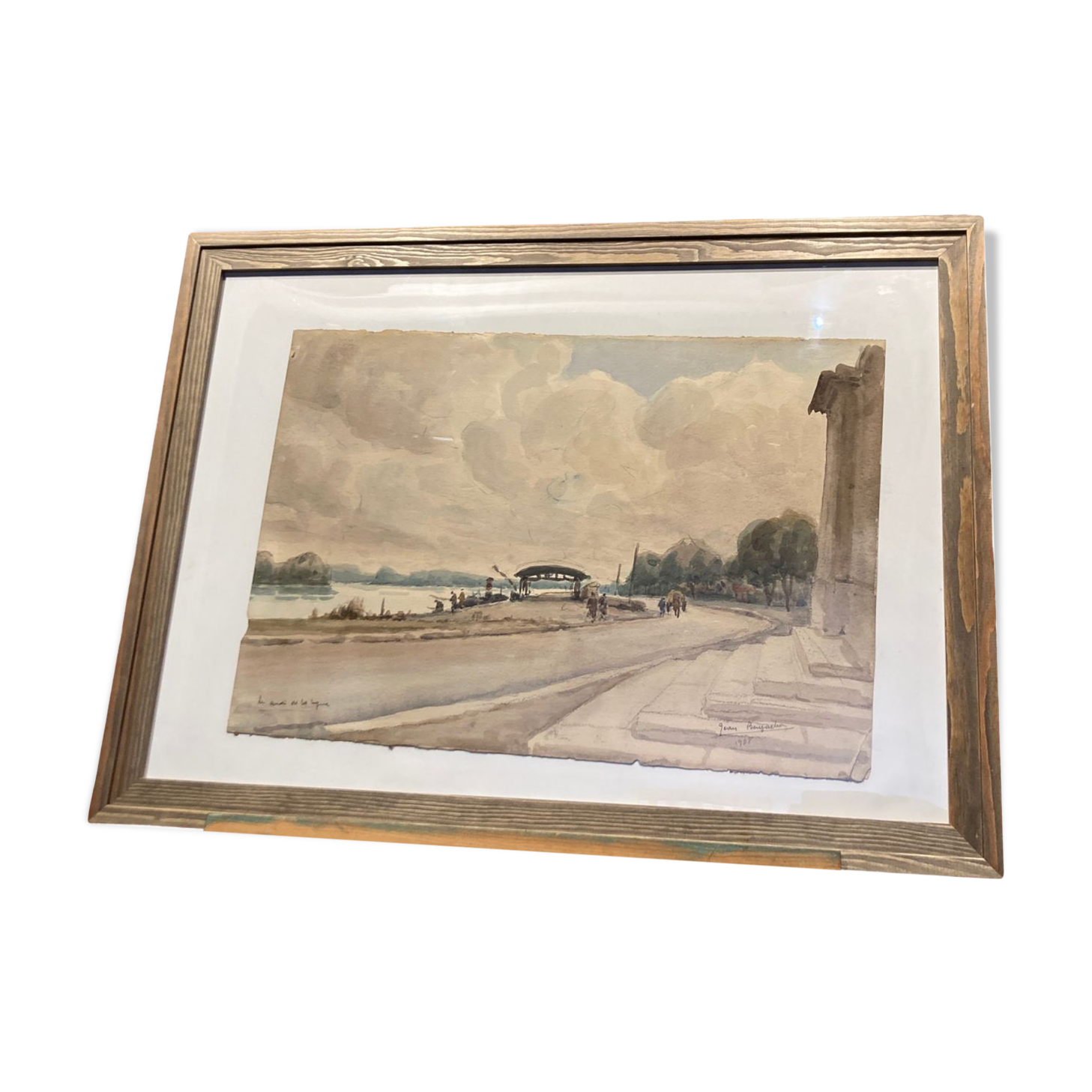 Watercolor depicting a seaside