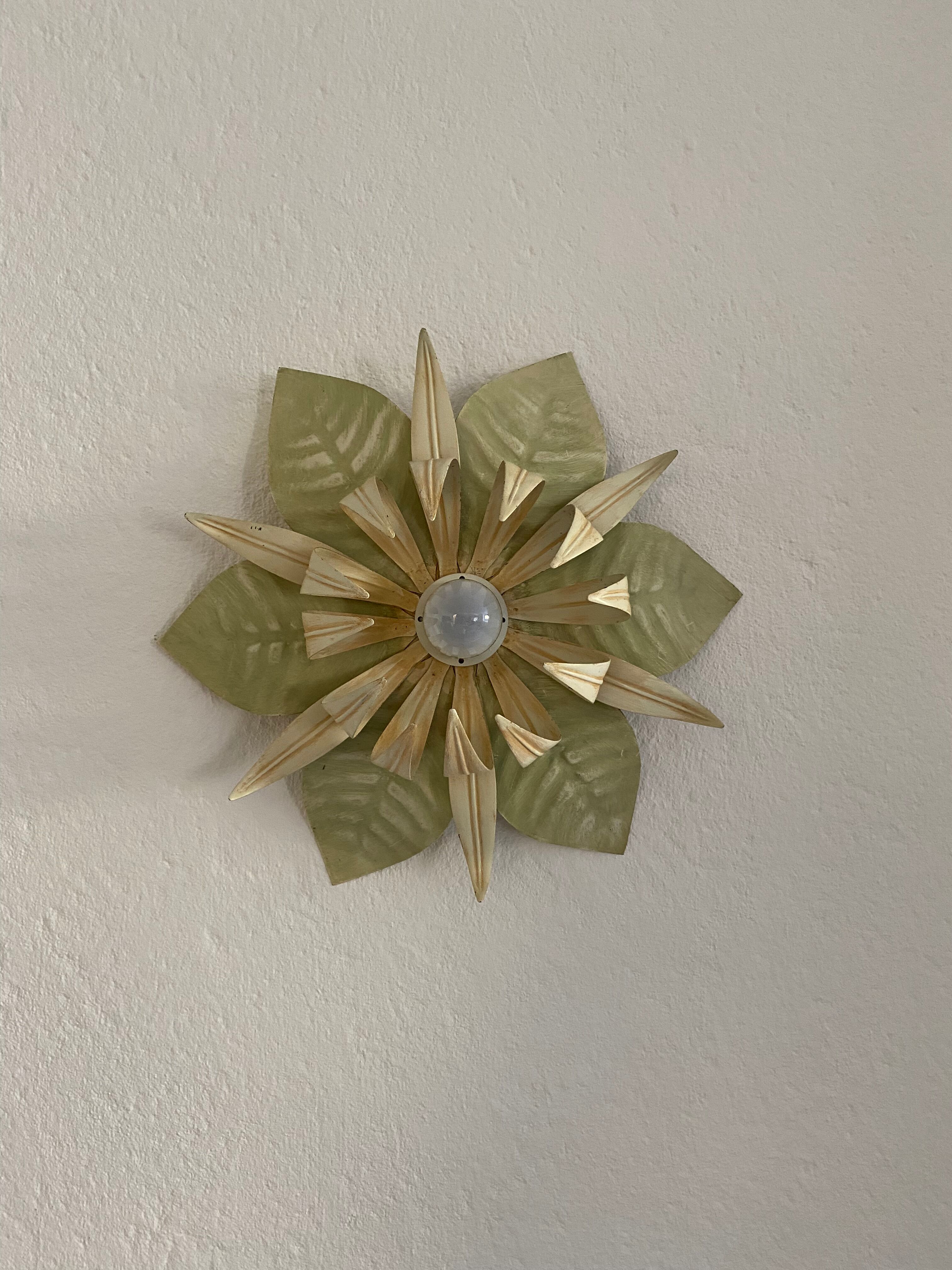 Pair of Italian vintage metal flower sconces